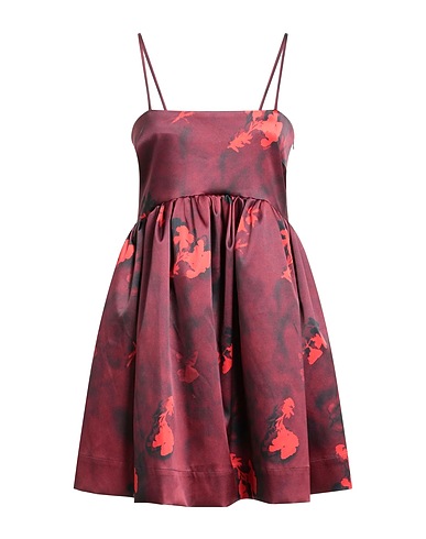 GANNI Short dress Burgundy 91% Recycled polyester, 9% Elastane