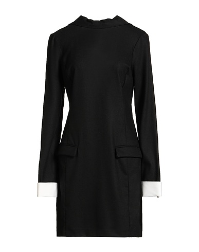 SEMICOUTURE Short dress Black 98% Virgin Wool, 2% Elastane, Cotton