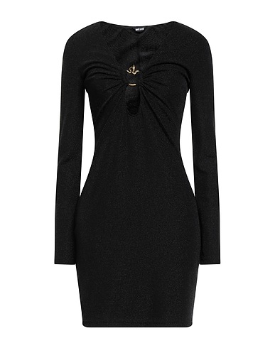 JUST CAVALLI Sheath dress NERO 85% Polyester, 10% Metallic Polyester, 5% Elastane