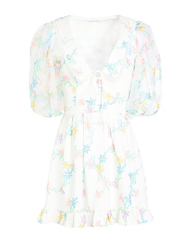 FOR LOVE & LEMONS Minivestido Blanco 74% Viscosa, 14% Lino, 10% Algodón, 2% Elastán