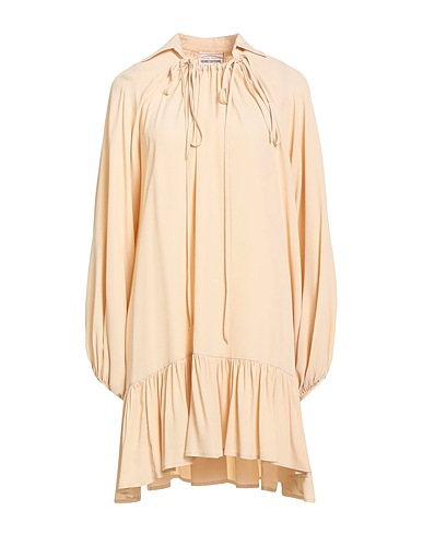 SEMICOUTURE Short dress Cream 65% Acetate, 35% Silk