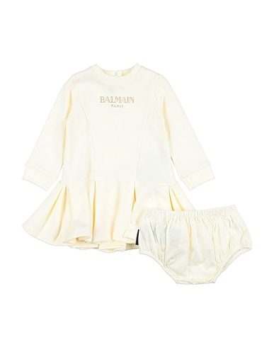 BALMAIN Baby dress Cream 100% Cotton, Elastane