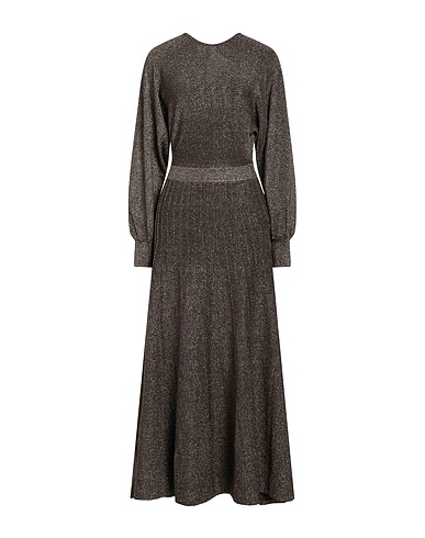 MAJE Long dress Bronze 53% Polyester, 30% Metallic fiber, 16% Polyamide, 1% Elastane