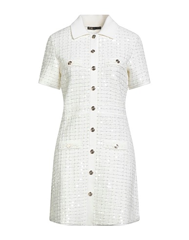 MAJE Shirt dress White 44% Viscose, 34% Synthetic fibers, 19% Cotton, 2% Banana fiber, 1% Elastane