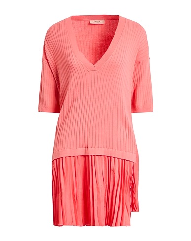 TWINSET Short dress Salmon pink 72% Viscose, 28% Polyester, Cotton