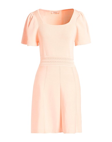 TWINSET Short dress Salmon pink 89% Viscose, 10% Polyamide, 1% Elastane