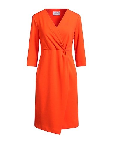 VICARIO CINQUE Midi dress Orange 93% Polyester, 7% Elastane