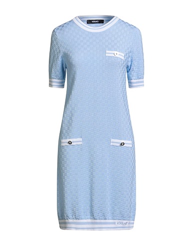 VERSACE Sheath dress Light blue 85% Cotton, 15% Viscose, Polyester, Polyamide, Elastane