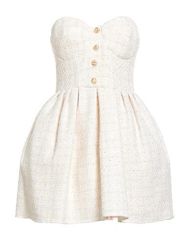 ELISABETTA FRANCHI Elegant dress Off white 40% Cotton, 30% Acrylic, 21% Polyester, 8% Synthetic fibers, 1% Metallic fiber