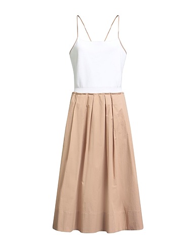 PESERICO Midi dress Beige 97% Cotton, 3% Elastane