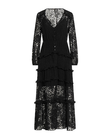 MAJE Long dress Black 61% Viscose, 30% Polyamide, 9% Linen