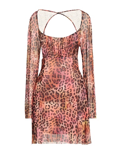 GAëLLE Paris Короткое платье Верблюжий 95% Полиэстер, 5% Эластан