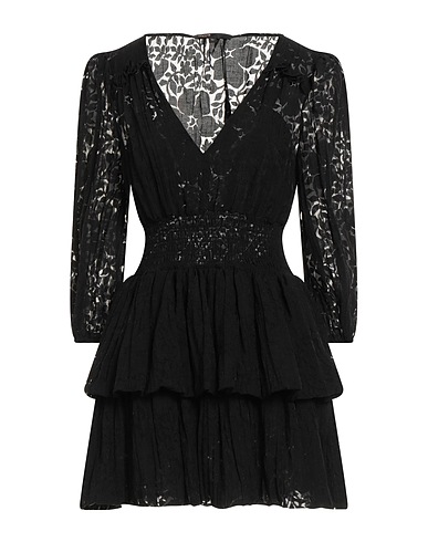 MAJE Short dress Black 61% Viscose, 30% Polyamide, 9% Linen