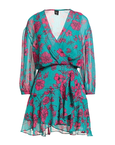 PINKO Short dress Emerald green 99% Polyester, 1% Metallic fiber
