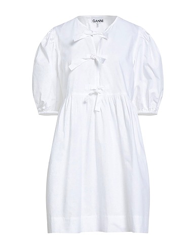 GANNI Short dress White 100% Organic cotton