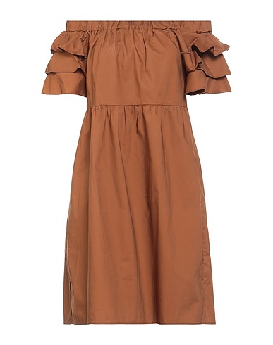 CROCHÈ Short dress Brown 100% Cotton