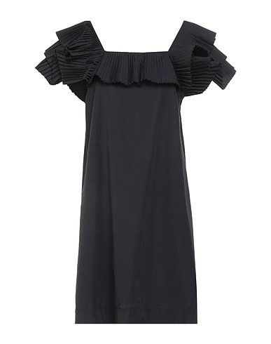 CROCHÈ Short dress Black 50% Polyester, 50% Cotton