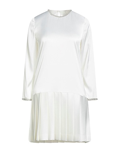 SANDRO Pleated dress White 97% Polyester, 3% Elastane