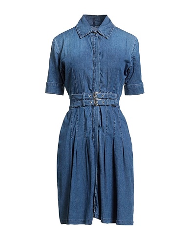 LIU •JO Shirt dress Blue 98% Cotton, 2% Elastane