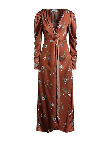 WEILI ZHENG Long dress Brown 100% Polyester