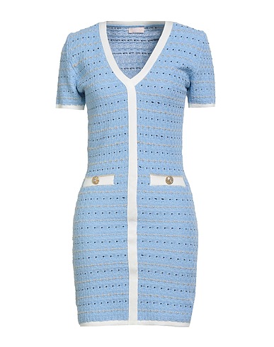 LIU •JO Sheath dress Light blue 60% Cotton, 20% Viscose, 10% Polyamide, 8% Polyester, 2% Metallic Polyester