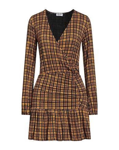 LIU •JO Короткое платье Жёлтый 95% Вискоза, 5% Эластан, Полиэстер