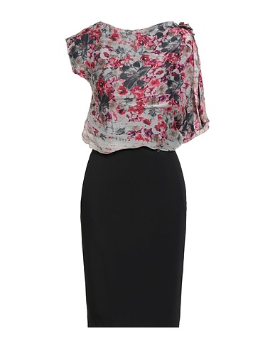 LIU •JO Midi dress Light grey 100% Silk, Polyester, Elastane