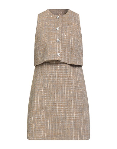 SANDRO Kurzes Kleid Kamel 45% Baumwolle, 27% Acryl, 13% Polyester, 12% Polyamid, 3% Andere Fasern