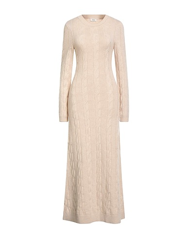 SANDRO Long dress Beige 92% Wool, 8% Cashmere