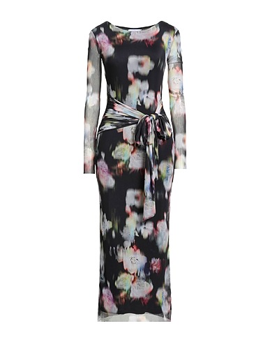 GAëLLE Paris Long dress Black 95% Polyester, 5% Elastane