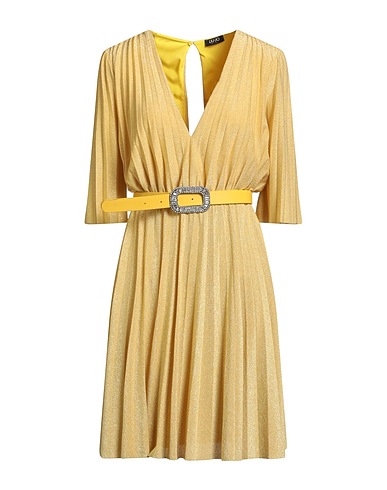 LIU •JO Pleated dress Yellow 64% Viscose, 16% Polyester, 14% Polyamide, 6% Elastane