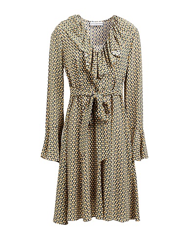 ATTIC AND BARN Short dress Military green 68% Viscose, 32% Silk