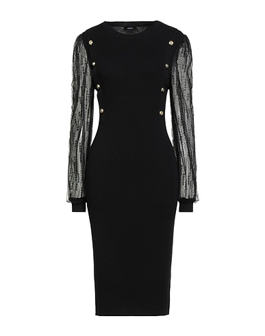 RELISH Midi dress Black 44% Polyester, 30% Acrylic, 20% Polyamide, 6% Wool