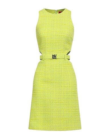 HUGO Κοντό φόρεμα Πράσινο λάιμ 50% Βαμβάκι, 34% Πολυακρυλικό, 7% Πολυεστέρας, 5% Μαλλί, 4% Άλλες ίνες