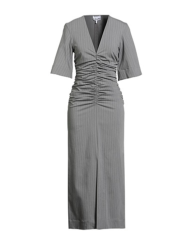 GANNI Long dress Grey 48% EcoVero™ viscose, 44% Recycled polyester, 5% Elastane, 3% Polyester