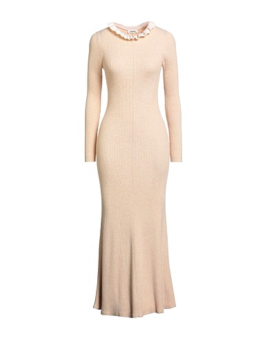 SANDRO Long dress Beige 48% Polyamide, 33% Acrylic, 9% Wool, 7% Polyester, 3% Cashmere