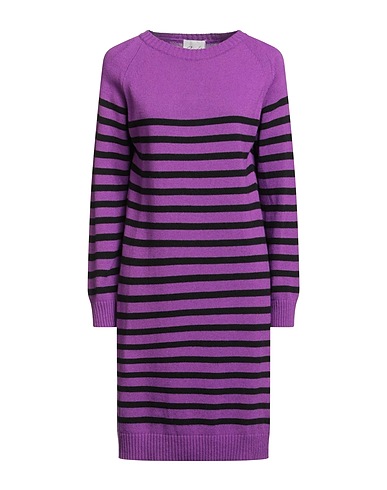 CROCHÈ Short dress Purple 35% Polyamide, 30% Viscose, 30% Wool, 5% Cashmere
