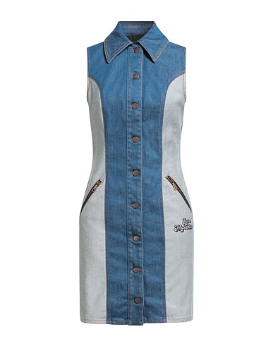 LOVE MOSCHINO Denim dress Blue 86% Cotton, 12% Polyester, 2% Elastane