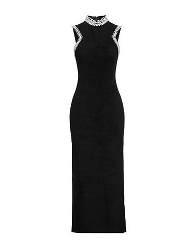 SANDRO Long dress Black 51% Viscose, 48% Polyamide, 1% Elastane