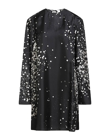 ALYSI Short dress CRÈME Black 100% Silk