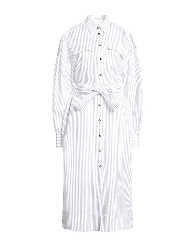 BRUNELLO CUCINELLI Midi dress White 75% Cotton, 22% Silk, 2% Polyamide, 1% Metallic fiber, Ecobrass