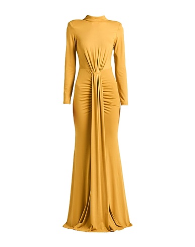 ACTUALEE Elegant dress Mustard 98% Cotton, 2% Elastane