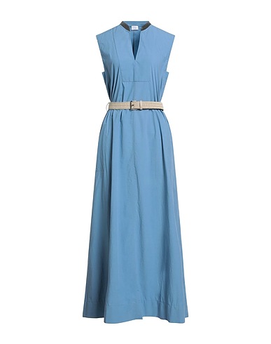 BRUNELLO CUCINELLI Long dress Slate blue 100% Cotton