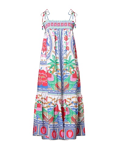 FARM RIO Midi dress White 100% Cotton