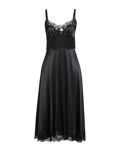 DOLCE&GABBANA Midi dress Black 70% Silk, 14% Cotton, 10% Polyamide, 6% Viscose