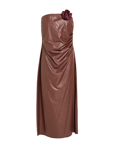 TENSIONE IN Vestido midi Marrón chocolate 50% Poliéster, 50% Poliuretano