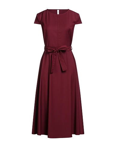 TENSIONE IN Midi dress Burgundy 64% Viscose, 33% Polyester, 3% Elastane
