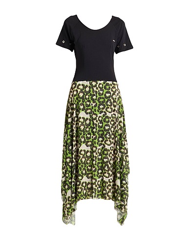 LIU •JO Long dress Lime green 100% Polyester, Cotton, Elastane