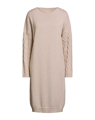 LE TRICOT PERUGIA Short dress Beige 70% Virgin Wool, 20% Silk, 10% Cashmere