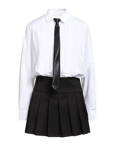 TENSIONE IN Shirt dress Black 64% Polyester, 33% Viscose, 3% Elastane, Cotton
